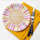 Eerste reis rond de zon meisje eerste verjaardag papieren bordje