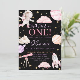 Eerste reis rond de zon meisje zwart 1e verjaardag kaart