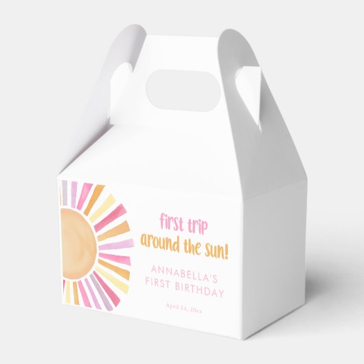 Eerste reis rond de zon meisjes 1e verjaardag bedankdoosjes (Achterkant)