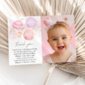 Eerste reis rond de zon meisjes 1e verjaardag foto bedankkaart