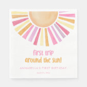 Eerste reis rond de zon meisjes eerste verjaardag servet (Voorkant)