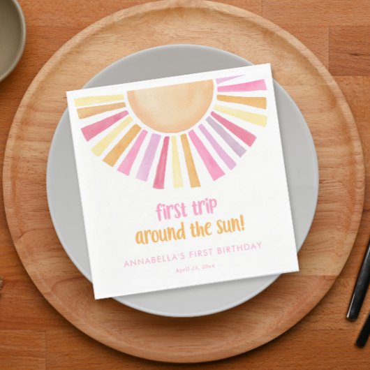 Eerste reis rond de zon meisjes eerste verjaardag servet