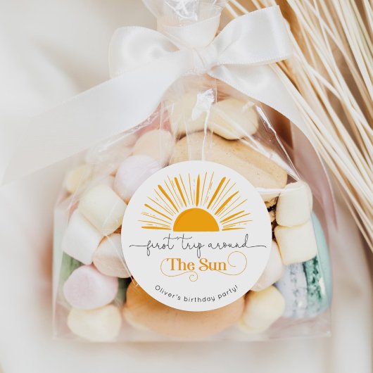 Eerste reis rond de zon minimaal genderneutraal ronde sticker