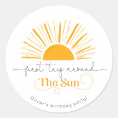 Eerste reis rond de zon minimaal genderneutraal ronde sticker (Voorkant)