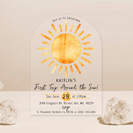 Eerste reis rond de zon op 1 oktober acryl uitnodigingen