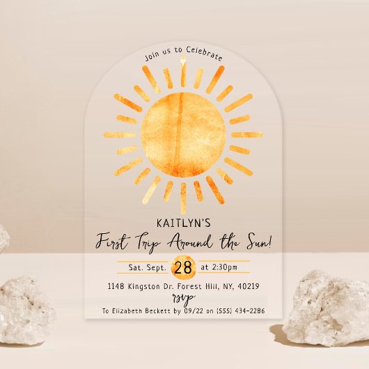 Eerste reis rond de zon op 1 oktober acryl uitnodigingen