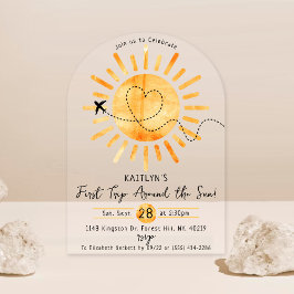 Eerste reis rond de zon op 1 oktober acryl uitnodigingen