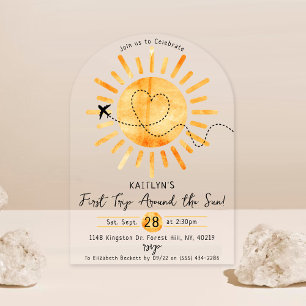 Eerste reis rond de zon op 1 oktober acryl uitnodigingen