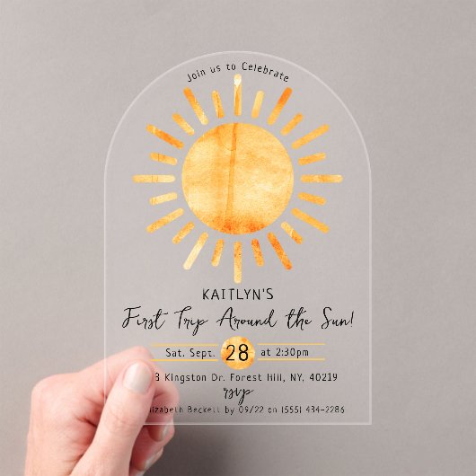 Eerste reis rond de zon op 1 oktober acryl uitnodigingen (Insitu (Draagbaar))