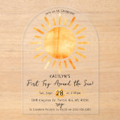 Eerste reis rond de zon op 1 oktober acryl uitnodigingen (Voorkant)