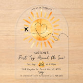 Eerste reis rond de zon op 1 oktober acryl uitnodigingen (Voorkant)