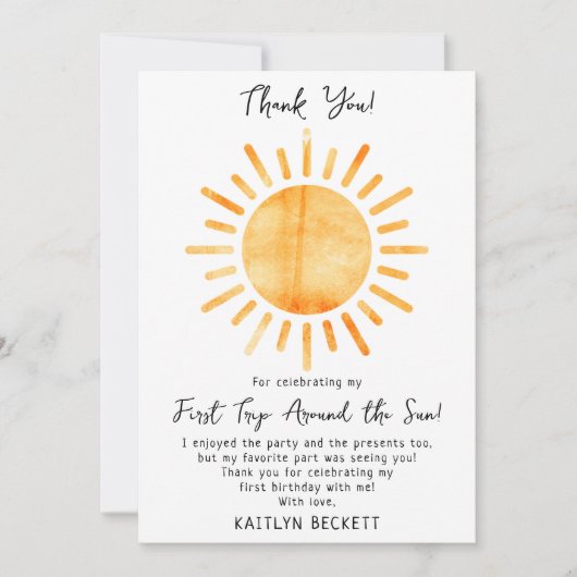 Eerste reis rond de zon op 1 oktober bedankkaart (Voorkant)
