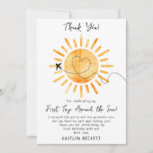 Eerste reis rond de zon op 1 oktober bedankkaart (Voorkant)