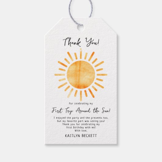 Eerste reis rond de zon op 1 oktober cadeaulabel (Voorkant)