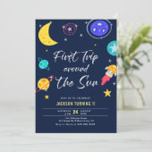 Eerste reis rond de zon op 1 oktober kaart (Staand voorkant)