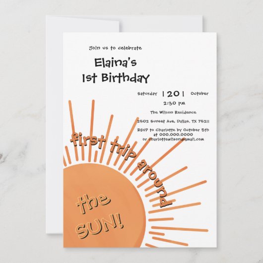 Eerste reis rond de zon op 1 oktober kaart (Voorkant)