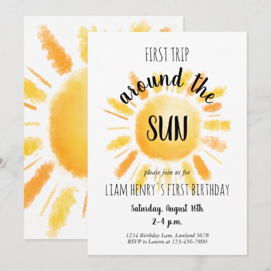 Eerste reis rond de zon op 1 oktober kaart (Voorkant / Achterkant)