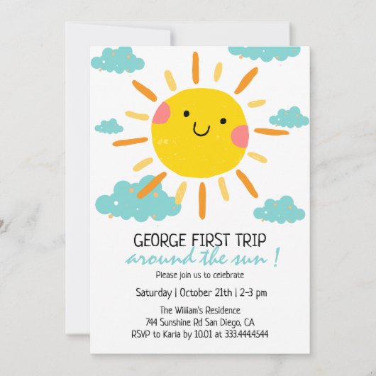 Eerste reis rond de zon op 1 oktober kaart (Voorkant)