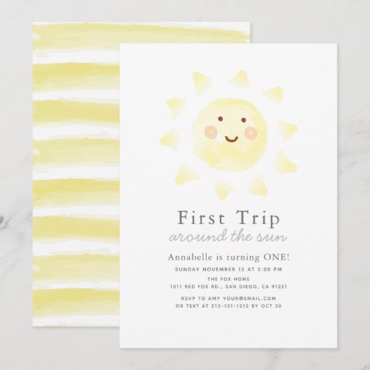 Eerste reis rond de zon op 1 oktober kaart (Voorkant / Achterkant)