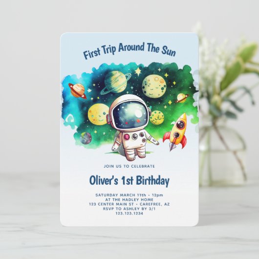 Eerste reis rond de zon op 1 oktober kaart (Staand voorkant)