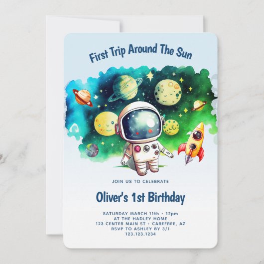 Eerste reis rond de zon op 1 oktober kaart (Voorkant)