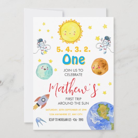 Eerste reis rond de zon op 1 oktober kaart (Voorkant)