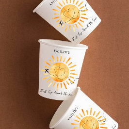 Eerste reis rond de zon op 1 oktober papieren bekers