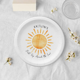 Eerste reis rond de zon op 1 oktober papieren bordje