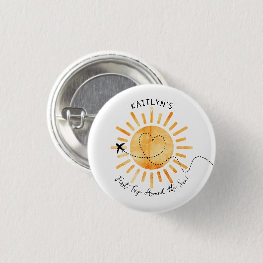 Eerste reis rond de zon op 1 oktober ronde button 3,2 cm (Voorkant /achterkant)