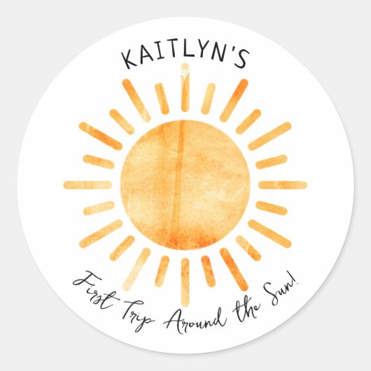 Eerste reis rond de zon op 1 oktober ronde sticker (Voorkant)