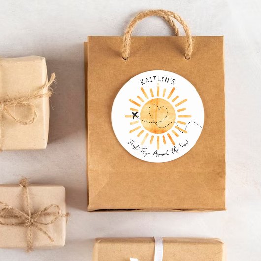 Eerste reis rond de zon op 1 oktober ronde sticker