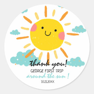 Eerste reis rond de zon op 1 oktober ronde sticker