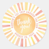 Eerste reis rond de zon op 1 oktober ronde sticker (Voorkant)