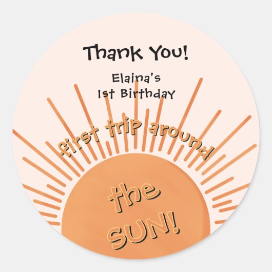 Eerste reis rond de zon op 1 oktober ronde sticker (Voorkant)