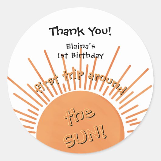 Eerste reis rond de zon op 1 oktober ronde sticker (Voorkant)