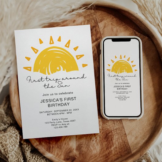 Eerste reis rond de zon op de eerste verjaardag kaart