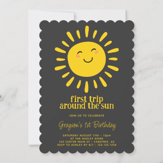 Eerste reis rond de zon op de eerste verjaardag kaart (Voorkant)