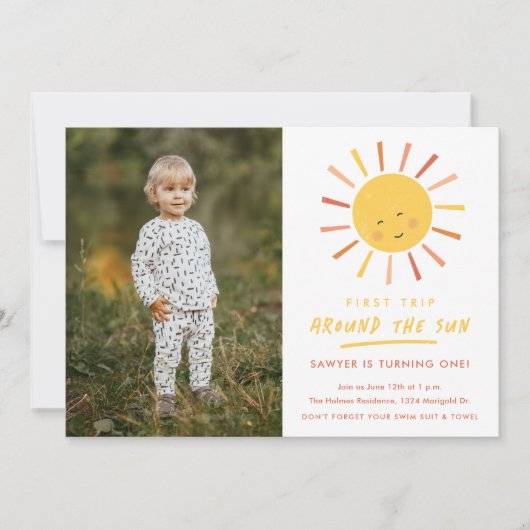 Eerste reis rond de zon op de eerste verjaardag kaart (Voorkant)