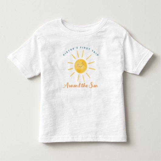 Eerste reis rond de zon op de eerste verjaardag kinder shirts (Voorkant)