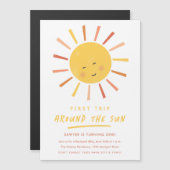 Eerste reis rond de zon op de eerste verjaardag magnetische uitnodiging (Voorkant / Achterkant)