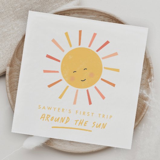 Eerste reis rond de zon op de eerste verjaardag servet