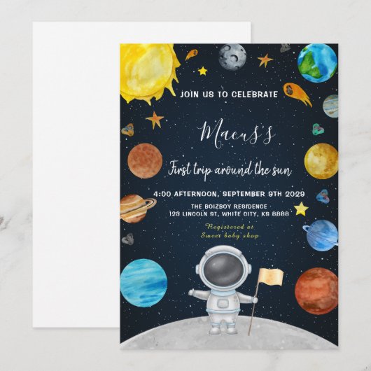 Eerste reis rond de zon Outer Space Verjaardag Kaart (Voorkant / Achterkant)