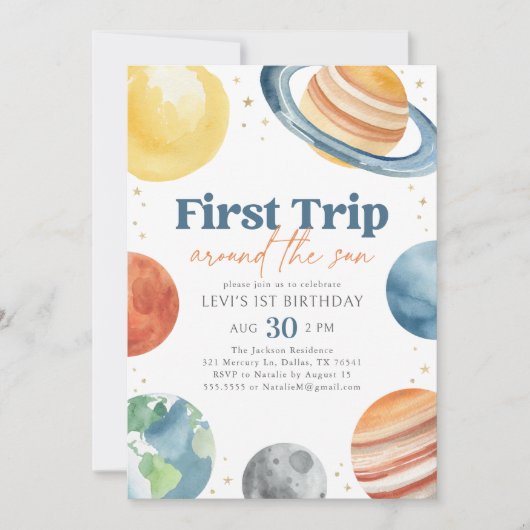 Eerste reis rond de zon Outer Space Verjaardag Kaart (Voorkant)