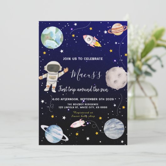 Eerste reis rond de zon Outer Space Verjaardag Kaart (Staand voorkant)