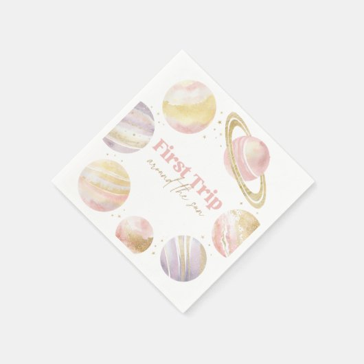 Eerste reis rond de zon Outer Space Verjaardag Servet (Hoek)