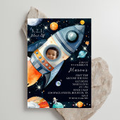 Eerste reis rond de zon Photo Rocket Verjaardag Kaart