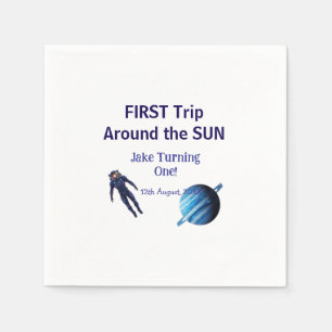 Eerste reis rond de zon planeet astronaut verjaard servet