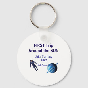 Eerste reis rond de zon planeet astronaut verjaard sleutelhanger