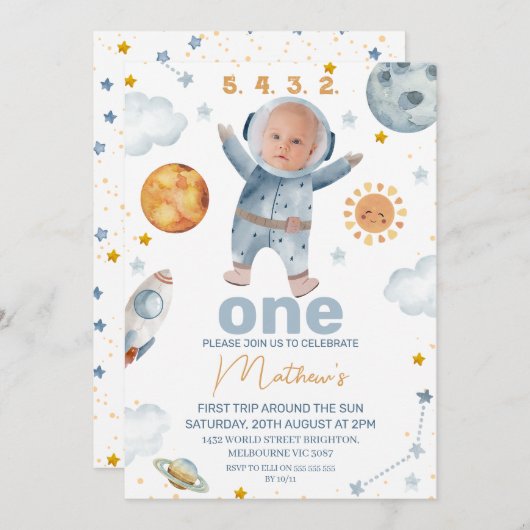 Eerste reis rond de zon QR Code 1e verjaardag Kaart (Voorkant / Achterkant)