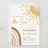 Eerste reis rond de zon regenboog 1e verjaardag kaart (Voorkant)